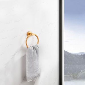 Anello Portasciugamani Moderno Dorato in Alluminio Spaziale Spesso, Finitura Spazzolata, per Bagno e Cucina, Ideale per Hotel - Product Image 3