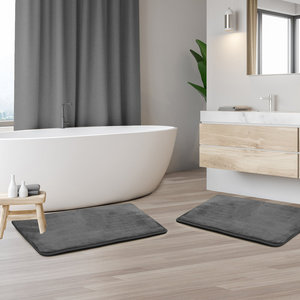 Juego de Alfombras de Baño de Terciopelo Súper Suaves, Antideslizantes y Cómodas, Alfombra Absorbente y Lavable para Baño, Tapete para Piso de Baño - Product Image 1