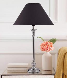 Traditional Chrome Table Lamp with <b>Black</b> Fabric Cone <b>Shade</b> E27 LED Decorative <b>Lighting</b> Small Size Switch Control - Product Image 2