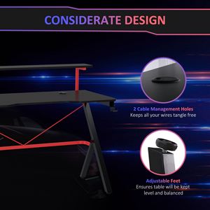 Scrivania da Gaming da 47 Pollici con Ripiano Rialzato per Monitor e Portabicchieri Girevole per Postazione di Lavoro e Ufficio Domestico - Product Image 5