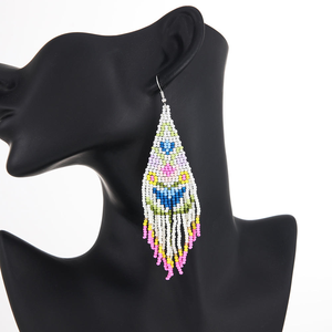 Pendientes de Borla para Mujer, Estilo Retro, con Cuentas Miyuki, Largos, con Cuentas, Estilo Retro Creativo de MD HANDICRAFTS - Product Image 3