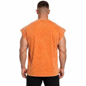 Wholesale <b>Men's</b> Vintage Washed <b>Gym</b> <b>Vest</b> O Neck Cut Shoulder Sleeveless Tee <b>Men</b> Acid Wash Workout <b>Vest</b> Top <b>Men</b> 100% Cotton <b>Vest</b> - Product Image 3