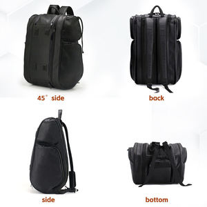 Sac à dos de tennis imperméable noir à texture carbone, sac de sport grande capacité avec deux compartiments pour raquettes et sangle rembourrée - Product Image 6
