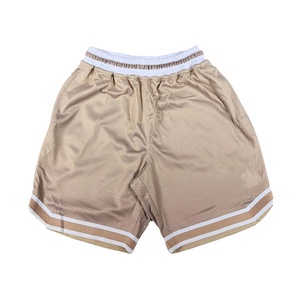 Shorts en maille pour hommes, fabrication en gros, 100% maille beige, taille élastique, respirant, décontracté, sport, avec bande latérale - Product Image 1
