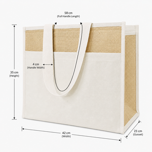 Bolsa Térmica para Almuerzo de Yute con Bolsillo de Algodón 42x35x21 cm, Logotipo Personalizado, Venta al Por Mayor, OEM, ODM, Marca Privada, Directo de Fábrica - Product Image 2