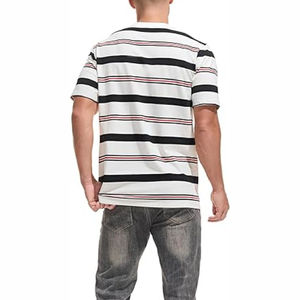 T-shirt décontracté à manches longues et col rond pour homme, coupe classique, blanc, noir, rouge, tissé, 100 % coton, séchage rapide, respirant - Product Image 6
