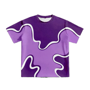 T-shirt pour homme à imprimé abstrait bleu fluide, coutures renforcées, haute durabilité, décontracté, manches courtes, streetwear - Product Image 4