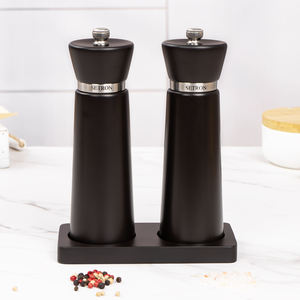 Hot Sale Eco-Friendly 8 Inch Acacia Wood Manual Spice Herb <b>Grinder</b> Set Adjustable Silver Stainless Steel Ring Salt <b>Pepper</b> Mill - Product Image 5