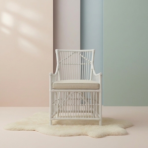 Fauteuil d'appoint rembourré en rotin naturel fait main, durable, amovible, écologique, en polyester, style scandinave moderne - Product Image 3