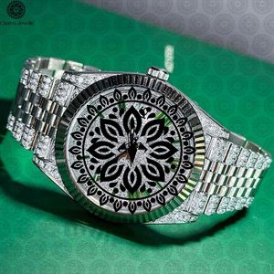 Charm Jewells Pulsera de acero inoxidable para hombre, 20 mm, lujo, moda, detalles de diamantes, cierre oculto con botón, movimiento mecánico - Product Image 3