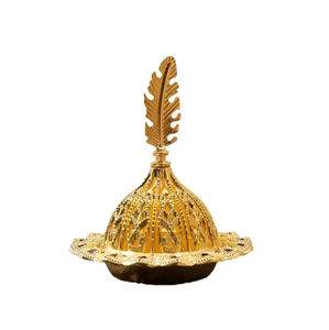 Brûleur d'encens en laiton doré très prisé avec couvercle en dôme orné, support décoratif aromatique fait main, utilisation toute saison - Product Image 3