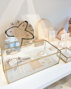 Boîte en verre carrée avec couvercle et cadre métallique, boîte de présentation en verre or/organisateur de bijoux, boîte de rangement décorative en verre - Product Image 5