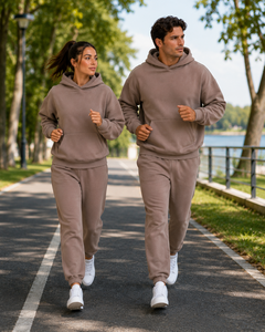 Unisex 100% Cotton Anti-Wrinkle Fleece Tracksuit Set Blank Hoodie <b>Sweatpants</b> Couples Matching Custom Logo <b>Wholesale</b> - Product Image 4