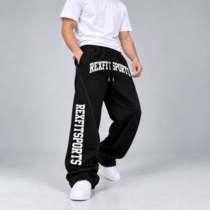 Pantalon de survêtement baggy personnalisé pour homme, coupe décontractée, jambe large, avec bande latérale, cordon de serrage, style streetwear, fournisseur en gros de vêtements en vrac - Product Image 3