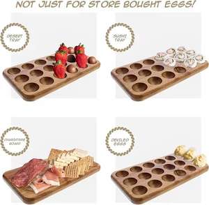 Support à œufs artisanal en bois massif écologique pour comptoir, organisateur de rangement de cuisine style ferme, plateau rustique durable - Product Image 3