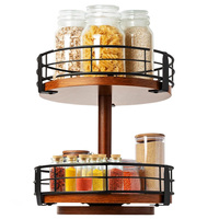Table tournante en bois Lazy Susan pour garde-manger Table armoire comptoir organisateur support de rangement pour épices porte-condiments