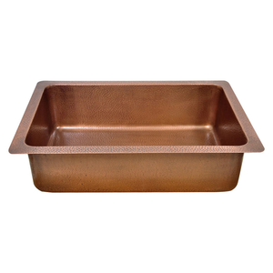 Fregadero de cocina de cobre martillado de un solo seno y pared simple, estilo rústico moderno, para cocina, villa o restaurante - Product Image 2