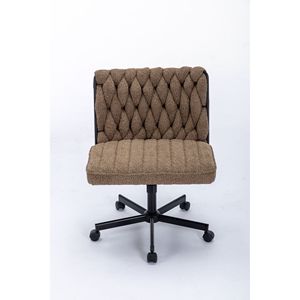Modern Armless <b>Desk</b> Chair with Criss Cross Leg Wide Seat Home Office Work Meditation Wheels Included for Office Environment - Product Image 3