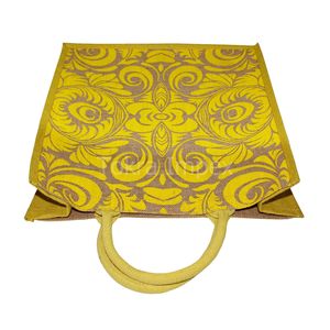 Bolsa de Compras de Yute Laminado PP con Diseño Floral de un Solo Color y Asas de Cuerda, la Más Vendida en Línea, Moderna y Elegante, Ideal para Regalo - Product Image 4