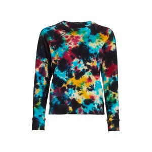 Custom Tie Dye Sweatshirt Multicolor Black Rainbow Crewneck <b>Pullover</b> <b>Men</b> Women Unisex Cotton Fleece Streetwear Regular Fit OEM - Product Image 2