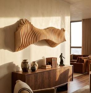 Décoration Murale Minimaliste Paramétrique Faite à la Main Art Déco en Contreplaqué 3D pour la Maison, Design Acoustique Suspendu pour Anniversaire et Occasions Spéciales - Product Image 3