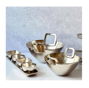 Exclusive Quality Aluminium Chocolate Bowl Set Of Three Different Size Serving Bowl OEM Customized <b>Dinnerware</b> Food Bowl - Product Image 6