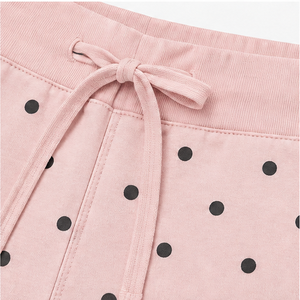 Custom Blush Pink Polka Dot Womens Relaxed <b>Lounge</b> Fit Drawstring <b>Lounge</b> <b>Shorts</b> Brushed Cotton Jersey WPSHORT-0001 - Product Image 6