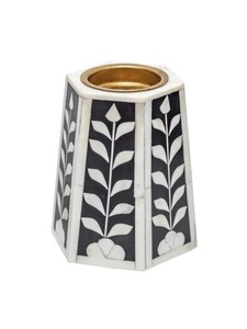 Artisan Eco-Friendly Bone Inlay Candle Holder / Bakhoor Stand Handcrafted Modern Decorative Accent Elegant Gift Set. Natural - Product Image 3