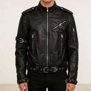Vestes Hip Hop élégantes en cuir véritable avec logo personnalisé - Product Image 1