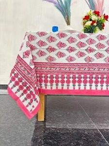 Block Print Floral Cotton Tablecloth Vintage Party Tablecloth Kitchen and <b>Dining</b> Decor <b>Table</b> <b>Cover</b> - Product Image 3