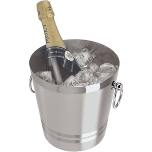 Stainless Steel Champagne <b>Ice</b> Bucket Durable Double Wall Metal Wine Cooler Beverage Tub With <b>Ring</b> Handles For Bar Party Use - Product Image 1