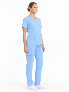 Ensemble de blouses et pantalons d'infirmière personnalisables avec logo sur mesure pour femmes, uniforme médical extensible, pantalon de jogging, uniforme d'hôpital, haut à col en V et pantalon - Product Image 3