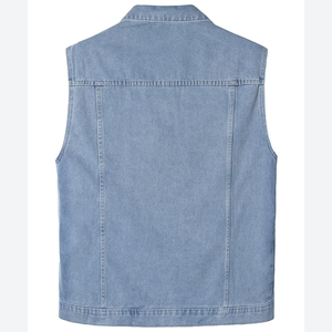 Respirant haute qualité Denim gilet hommes Style décontracté Slim Fit vêtements de plein air Look décontracté poches Streetwear sans manches Denim gilet - Product Image 2