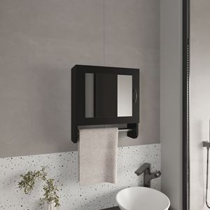 Armadietto Medico Nero da 50 cm con 1 Anta, 2 Ripiani e 1 Specchio - Categoria Prodotto Singolo - Product Image 1