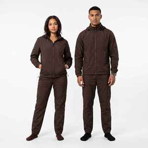 Ensemble de survêtement en nylon personnalisé, veste en polyester imperméable et coupe-vent avec fermeture éclair et pantalon de jogging, coupe-vent unisexe - Product Image 5