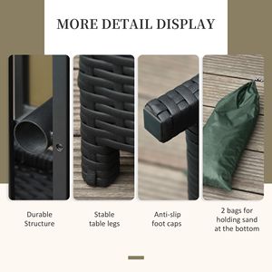 Tavolino da esterno in rattan PE marrone da 22 pollici con foro per ombrellone - Product Image 6