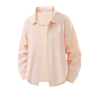 เสื้อเชิ้ตผู้ชายสีฟ้าอ่อน ผ้าฝ้ายป๊อปลิน แขนยาว ปกคอปก ป้องกันรอยยับ สไตล์ลำลองสำหรับฤดูใบไม้ผลิ - Product Image 4