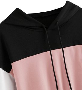 Sudadera con Capucha Corta de Alta Calidad para Mujer, Manga Larga, Suave, con Bloques de Color, Sudadera con Capucha Corta para Invierno - Product Image 4