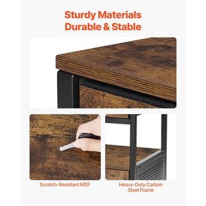 Mobiletto da Caffè in Stile Rustico da 24 Pollici con Spazio di Stoccaggio e Porta a Rete, Tavolino da Caffè da 24 Pollici con Ruote - Product Image 4