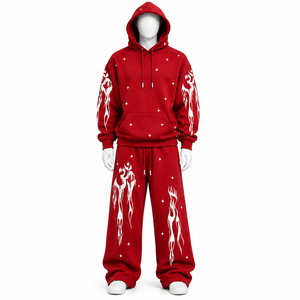 Chándal Unisex de Algodón 100% Pesado con Logotipo Personalizado Estampado, Lavado Ácido, Pedrería y Estampado Digital de Patrón Sólido, en Oferta, Hecho por AMSEC - Product Image 1
