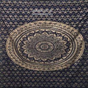 Nouveau coton Mandala or imprimé Queen Size draps de lit/tentures murales fournisseur en gros de l'Inde or imprimé tapisserie indienne - Product Image 2