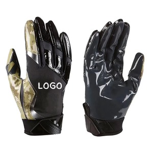 Gants de football américain personnalisés de haute qualité avec logo, poignées antidérapantes, sangle de poignet réglable, fermeture auto-agrippante, pour tous les sports - Product Image 1