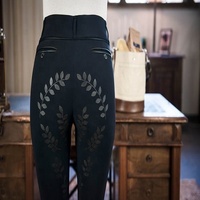 Pantalones de equitación de cintura alta para mujer, largos, color azul marino, elásticos en cuatro direcciones, con bolsillos y cierre de botón, del fabricante