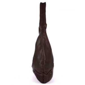 Sac Hobo Vintage en Cuir Marron Foncé pour Femme, Sac à Bandoulière Unique, Sac à Main Souple Effet Vieilli, Sac Cabas avec Fermeture Éclair - Product Image 2