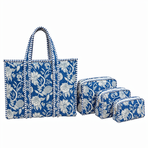 Lot de 4 organiseurs de voyage matelassés en coton imprimé, trousses de toilette et accessoires de valise – Vente en gros - Product Image 1