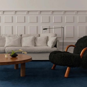 Tapis d'intérieur bleu foncé uni, moderne, tufté à la main, en laine, minimaliste, contemporain, pour salon, chambre, décoration intérieure, revêtement de sol - Product Image 3