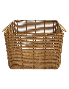 Woven Rattan <b>Storage</b> <b>Basket</b> <b>Rectangular</b> Wicker Organizer Bin with Handles for Home Bedroom Living Room - Product Image 1
