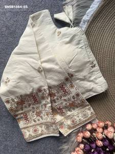 Beautiful Khadi Cotton with Flower-Animal Motif with <b>Beads</b>-Embroidered Padded Blouse Collection Supplier from India - Product Image 5