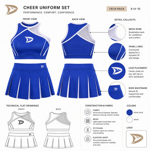 Tenue de Cheerleader Personnalisée de Haute Qualité OEM pour Femmes, Uniforme de Performance avec Logo et Jupe - Product Image 6