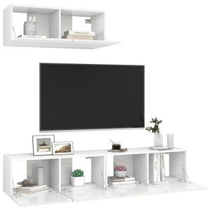 Set di 3 pezzi di armadi TV in legno bianco lucido per soggiorno - Product Image 3